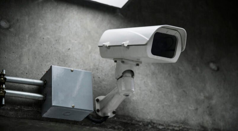 Closeup of CCTV camera on the wall Closeup of CCTV camera on the wall